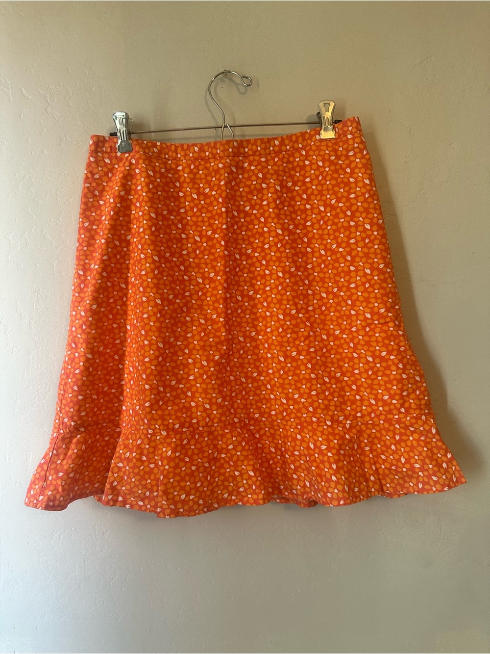 Dockers Orange Floral Skirt with Ruffle Hem Size 8